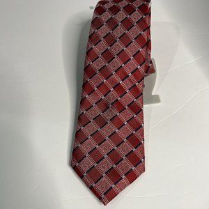 Perry Ellis Plaid Red, And Blue Men’s Neck Tie L 58”xW 3” New